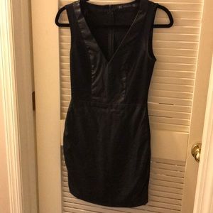 Zara black leather mini dress